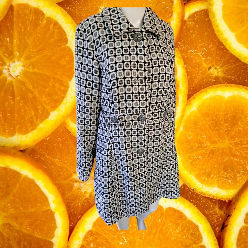 Taxi Collared Button Up Wool Blend Fitted‎ Coat Size Large